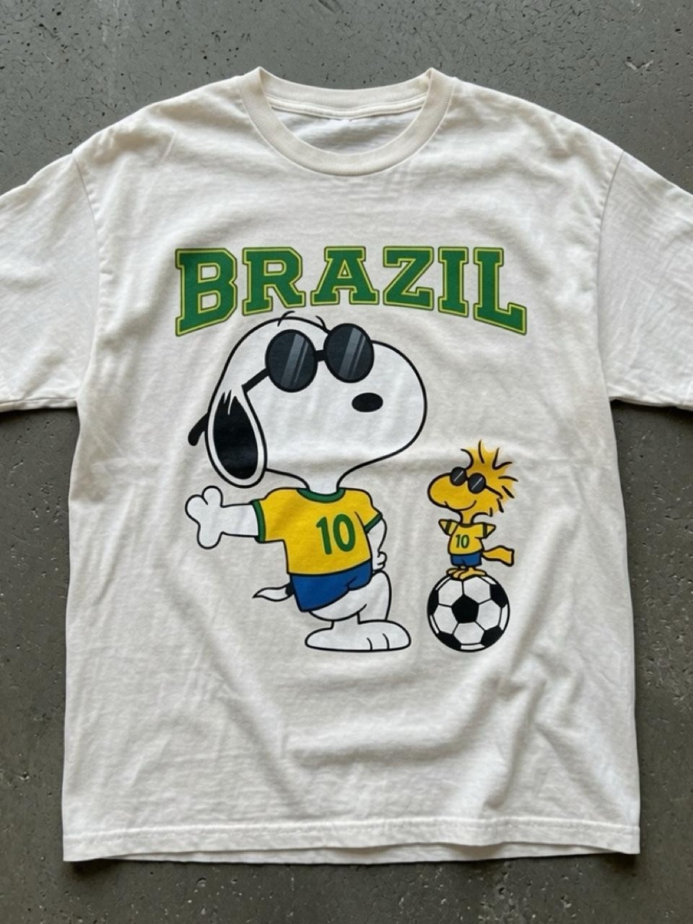Men's Brazil Snoopy Soccer Graphic Tee - White